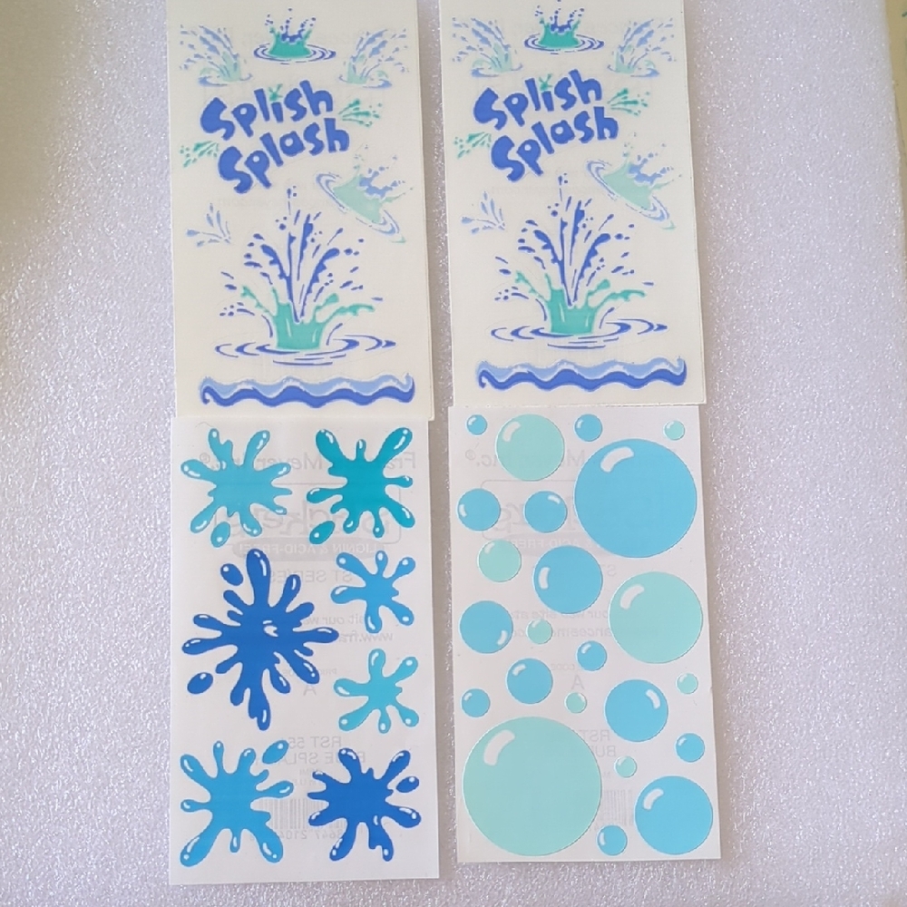 ❤️3/$10❤️Frances Meyer Vintage Stickers - Splashes X2, Blue Splash, And Bubbles
